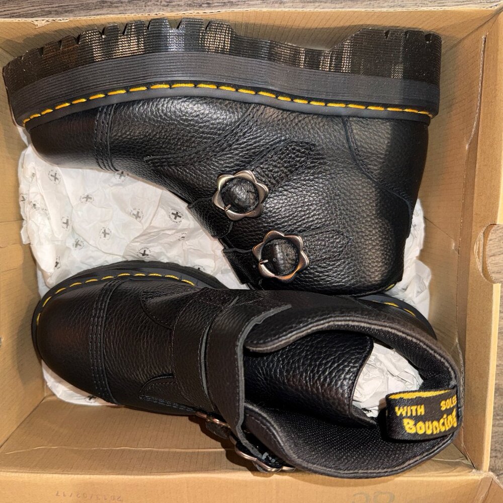 Dr. Martens, Devon Flower Buckle Leather Platform Boots